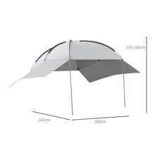 Outsunny Heckzelt Auto Autozelt Wasserdichtes Auto Markisen Zelt inkl. Stahlgestell, Regenschutz, Sonnenschutz, Leichte Tragbare für Lkw, Wohnmobil, Van, Outdoor Camping Reisen, 3 x 2,6 x 2,3-2,6 m - Hellgrau - Übersicht 3