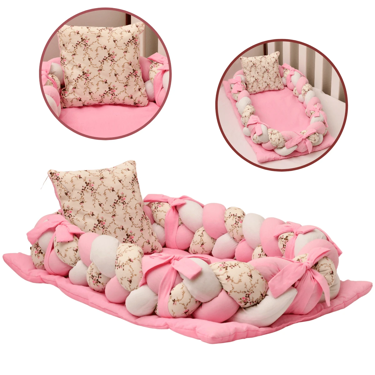 Ninho Redutor de Berço Trança Luxo Mini Berço Moisés