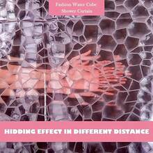 1 tấm rèm tắm Eva trong suốt hình dạng bất đối xứng màu hồng rèm tắm trong suốt nhiều kích cỡ không có móc - Hồng - Xem 4
