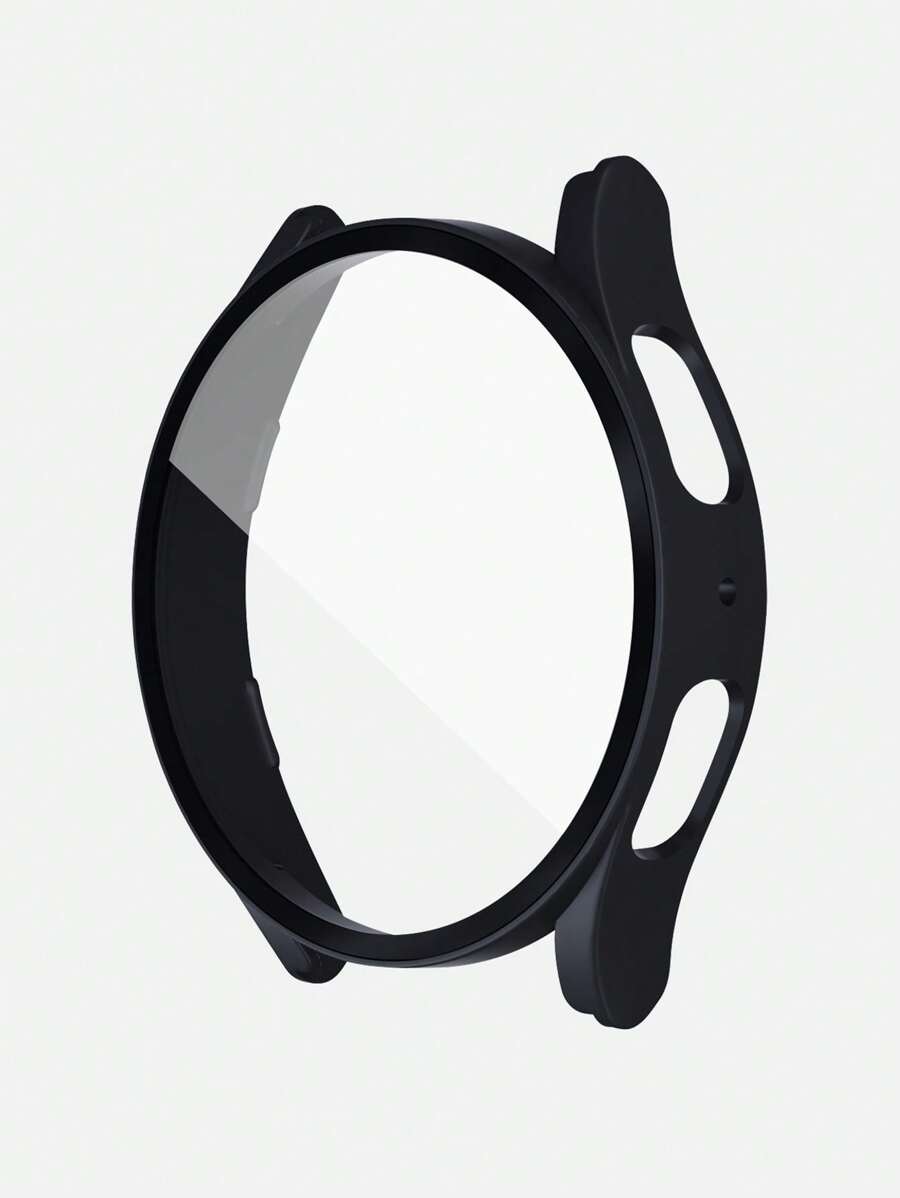 1pc Unisex Black Casual Fashionable Anti-Knock 2-In-1 Screen Protector Tempered Glass + Watch Case Cover, Compatible With Samsung Galaxy Watch 40/44mm, Compatible With Samsung Galaxy Watch 4/5/6/7, Smart Watch Accessories Protective Cover