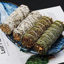 1入組白色鼠尾草雪松芳香白色鼠尾草捆綁加州祛煙木棒,適用於家居淨化、芳香療法、冥想、正能量、助眠、讓您忘卻煩惱和不安情緒 - 彩色 - 查看 1