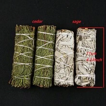 1入組白色鼠尾草雪松芳香白色鼠尾草捆綁加州祛煙木棒,適用於家居淨化、芳香療法、冥想、正能量、助眠、讓您忘卻煩惱和不安情緒 - 彩色 - 查看 4