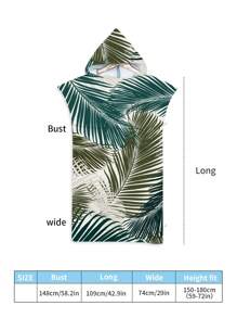 1pc Deep Green Leaf Print Wearable Bath Towel, Personalized Superfine Fiber Quick-Drying Poncho Style Towel With Zipper, Adult Unisex, Suitable For Use After Shower, Windproof, Sunscreen, Insulation, Beach, Outdoor, And Home Summer Wedding Home Bathroom Decor Beach Wear Back To School