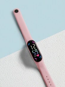 قطعة واحدة من سوار المعصم M9 ذو اللون الصلب الذي يعمل بالبطارية الجافة، مصمم للمراهقين والطلاب. تتميز بشاشة ملونة تعمل باللمس، وساعة إلكترونية على شكل قلب Led. مناسبة للأزياء غير الرسمية والأنشطة الرياضية. مثالي للاستخدام اليومي - وردي - مشاهدة 4