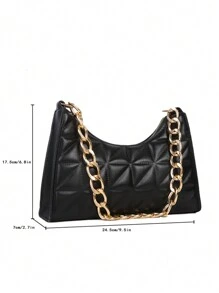 迷你压褶腋下单肩包，女士 Tready 新月包 - 黑色 - 查看 7