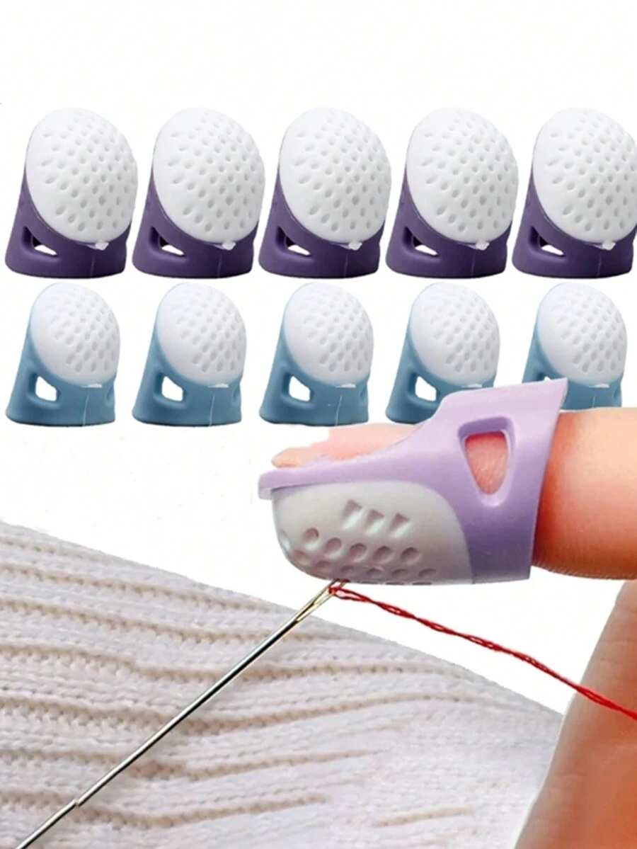 5pcs Mixed-Color Household Needle Pin Tool, Clothes Sewing Pin Cushion With Silicone Finger Caps To Prevent Pricking - Multicolor - View 1
