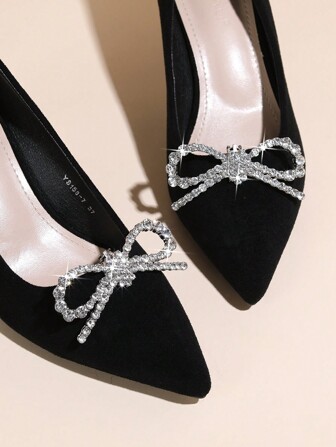 1 Par De Adornos De Zapatos Removibles Con Hebilla De Metal En Forma De Flor Y Decoración De Diamantes De Imitación, Accesorios De Zapatos Versátiles Para Sandalias Y Zapatos Planos.