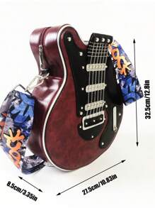 Túi đeo chéo nữ phong cách Y2K hình cây đàn guitar Niche 2024 có màu sắc tương phản mới lạ có đinh tán trang trí Túi đeo vai hợp thời trang làm quà tặng lễ hội âm nhạc Da PU cao cấp, thiết kế bass có điểm nhấn là dây xích và đinh tán, dây đeo vai có thể điều chỉnh, không gian bên trong rộng rãi và phụ kiện thời trang dành cho phụ nữ - Màu Đỏ Sâu - Xem 8