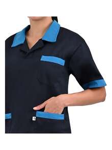 Juego de Filipina De Limpieza Con Pantalón Mod 1803 - Azul marino con turquesa - Ver 5