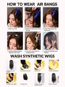 Long Side Air Bangs Natural Wavy Clip In Bangs Front Side Bangs For Women Daily Use 2 PCS Set Long Front Side Bangs - Gold - View 7