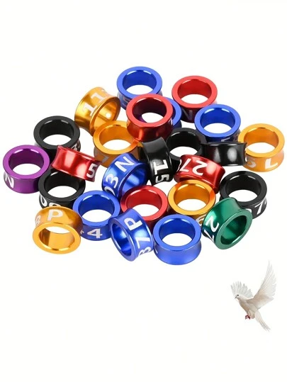 15 Piezas/paquete Anillo De Pierna De Ave Cerrado De Aleación Electrop.laten Con Anillo De Identificación, Anillo De Pie De Paloma De Aluminio De Varios Colores Para El Entrenamiento De Aves