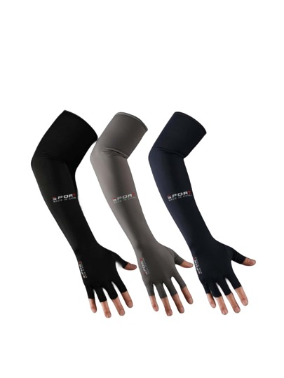 Men's Uv Protection Gloves Summer Long Arm Cooling Sleeves, Anti-Slip, Quick-Drying, Half-Finger Design For Cycling And Outdoor Sports Sleeves Cover Arms White Gloves Arm Warmers Autumn Outfits Halloween Costumes Black Arm Sleeve