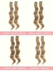 Flequillo Lateral Largo Natural Con Ondas De Aire, Flequillo Hacia Delante Con Clip Para Uso Diario De Mujeres, Set De 2 Piezas De Flequillo Delantero Largo Lateral - Lino Dorado - Ver 6