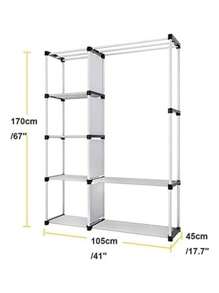 Closet Armable Ropero Pequeño Organizador Para Ropa Portatil FHM_CR-02DP - Gris - Ver 3