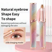 1pc Rainbow Color Portable Electric Eyebrow Trimmer And Shaver With Usb Charging, Suitable For Daily And Travel Use - Multicolor - View 4
