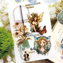 YANJI 1 gói/30 cái Đẹp Nàng tiên Chủ đề Hình dán , Retro & Creative Thẩm mỹ Giấy dán , Trang trí DIY Cắt dán Chất liệu Đối với Thủ công Thủ công mỹ nghệ , Cá nhân hóa Sổ lưu niệm Văn phòng phẩm trường học Quân nhu - Xanh và trắng - Xem 8