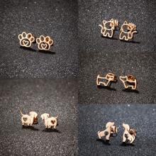 1Pair Stainless Steel Simple Pet Cat Earrings For Women Sweet Lovely Cute Simple Jewelry Party Anniversary