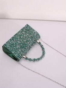 Fashionable And Delicate Rhinestone Decorated Clutch Bag With Handle And Shoulder Strap For Evening,Tready Bride BagTready Bride Bag, Perfect For Party,Wedding, Prom,Dinner/Banquet, Matching With Wedding Dress, Formal Dresses, Prom Dress, Birthday Dress, Party Dress, Glamorous Rhinestone Bag - Dark Green - View 4