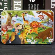 60 件木质拼图玩具铁盒装，高清印刷，注意力训练，蒙特梭利教育儿童礼物 - 彩色 - 查看 14