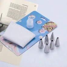 1pc White Piping Bag Set With Multiple Sizes, Used For Squeezing Cream For Baking In Kitchen, Including Decorating Mouths - Multicolor - View 6