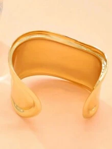 Pulsera Rígida Con Superficie Limpia Y Suave, Decoración De Mano Chapada En Oro De 18 Quilates, Joyería Femenina - brazalete - Ver 3