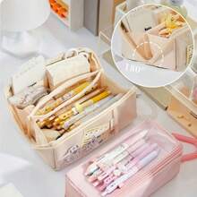 1pc Large Capacity Student Pencil Case, Simple Boys & Girls Pencil Box, Waterproof & Multifunctional High School Student Stationery Bag For Elementary And Middle School Students - Multicolor - View 11