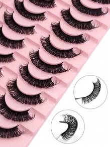 20 Pairs D Curl Full Strip Lashes Fluffy Thick Fake Eyelashes Reusable Faux Mink Lashes Strip Lashes,Lashes,Eyelashes,Fake Lashes