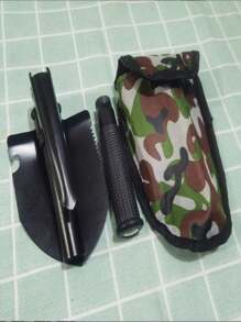 1pc Multifunctional Folding 4-In-1 Stainless Steel Rescue Shovel For Car, Camping, Beach Essentials, Swimming Games - Black - View 5