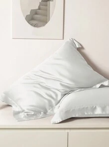 1pc Satin Solid Color Pillowcase, Bedroom Envelope Closure Soft Pillow Cover, Bedding