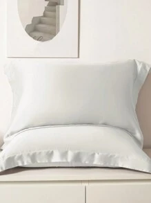 1pc Satin Solid Color Pillowcase, Bedroom Envelope Closure Soft Pillow Cover, Bedding