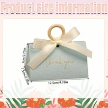 5个装婚礼回礼盒，便携式折叠三角礼盒，适用于婚礼、迎婴派对用品，含丝带和木珠的糖果盒/装饰礼盒 - 藍色 - 查看 2