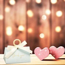 5个装婚礼回礼盒，便携式折叠三角礼盒，适用于婚礼、迎婴派对用品，含丝带和木珠的糖果盒/装饰礼盒 - 藍色 - 查看 4