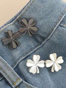 1 Pieza Cinturón Ajustable Invisible De Trébol De La Suerte Con Botones Desmontables Sin Costuras, Cinturón De Flores Pequeñas Con Herramienta De Reducción De Cintura Para Decoración Y Ajuste De Cintura, Hebilla De Cinturón Para Pantalones Vaqueros