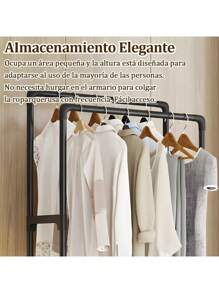 FOUND HOME Double Clothes Organizer Rack Closet Coat Rack With Wheels - Black - View 3