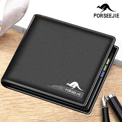 porseejie Ví da nam Ví da dọc siêu mỏng Ví thương hiệu trẻ Ví nữ Ví nam Ví nam Ví ví nhỏ Ví da nam