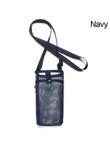 1PC Mesh Water Bottle Holder Portable Hiking Water Cup Storage Bag Water Bottle Holder With Adjustable Shoulder Strap, Suitable For Outdoor Sports Gym Camping Travel Gym Bag Sport Bag Sports Bag For Train Fitness Training Bag Fitnes Bag For Men Women Girl Boy Gym Accessories