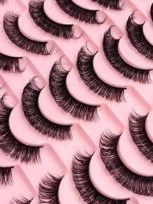 20 Pairs D Curl Full Strip Lashes Fluffy Thick Fake Eyelashes Reusable Faux Mink Lashes Strip Lashes,Lashes,Eyelashes,Fake Lashes