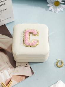 1個簡約風格信封圖案戒指、項鍊、耳環等珠寶收納盒 - 白色粉字母 - 查看 13
