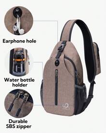 WATERFLY Crossbody Sling Backpack Sling Bag Travel Hiking Chest Bag Daypack