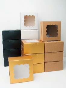 5pcs/10pcs/15pcs/20pcs Windowed Dessert Boxes For Cookies, Mini Pies, Cupcakes, Baking Supplies, Cake Boxes - Paper - View 1