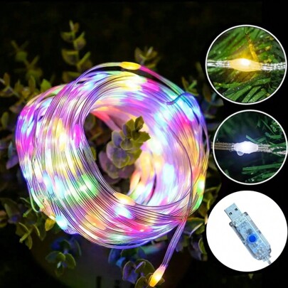 Pisca Pisca Colorido Árvore Natal Decoração Usb Rgb 100  Leds Led  10M Prova D'Agua Interno Externo Casa Sala Iluminação