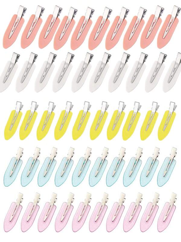 50 pièces Pinces à cheveux sans courbure, Pinces à cheveux sans pli, Pinces plates à alligator pour la coiffure et l'application de maquillage. Pinces à griffes et barrettes pour cheveux.