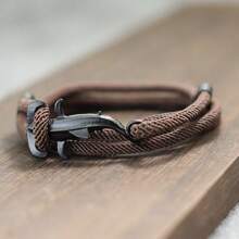 diffone 男士新款海洋鲨鱼手链 滑动可调节多层绳手链 沙滩冲浪航海手链 臂环 - 扁頭鯊多層鯊魚款 - 查看 8