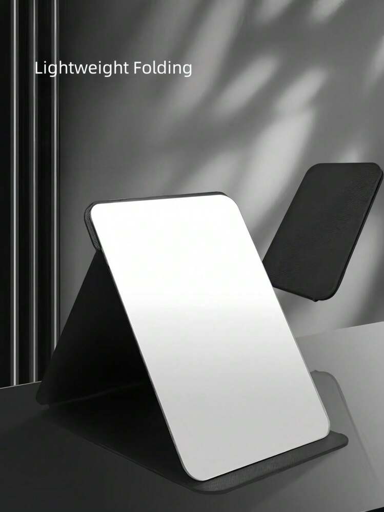 1pc Simple Bathroom Makeup Mirror, Portable Desktop Vanity Mirror, Office Desk Stand Mirror, Handheld Cosmetic Mirror, Adjustable Tabletop Mirror, Student Dormitory Dressing Table Mirror, Home Decoration, Room Decoration, Bathroom Accessory Home Bathroom Decor Fall Decor Makeup Organizer Bathroom Accessories Back To School - Black - View 8