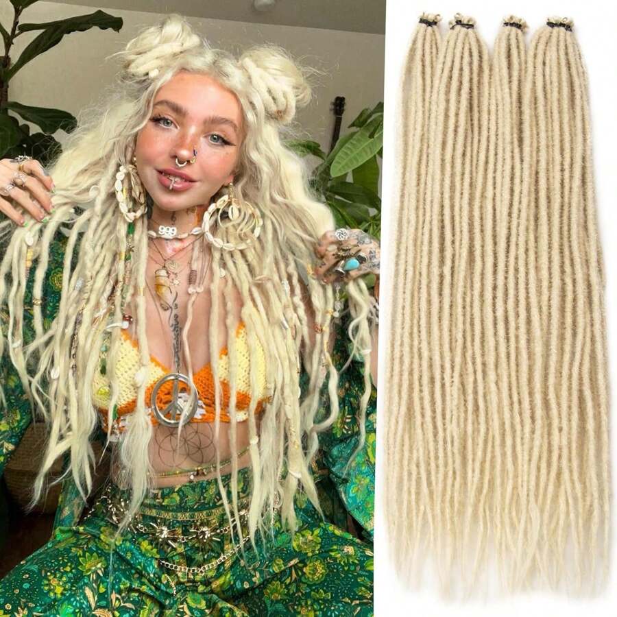 Blonde Dreadlock Extenisons 10 Strands Hair Extension Dreads Ombre 24 ...