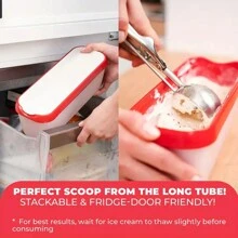 1pc, Ice Cream Box, Rectangular Double Layered Ice Cream Box With Lid, Homemade Ice Cream Storage Box, Reusable Ice Cream Box For Refrigerator, Kitchen Accessories - Pink - View 3
