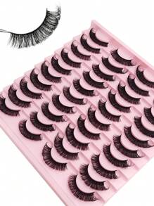20 Pairs D Curl Full Strip Lashes Fluffy Thick Fake Eyelashes Reusable Faux Mink Lashes Strip Lashes,Lashes,Eyelashes,Fake Lashes