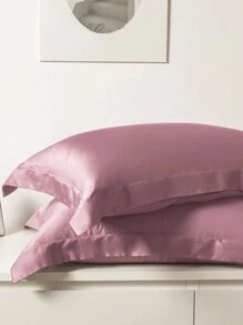 1pc Satin Solid Color Pillowcase, Envelope Closure Soft Pillow Cover For Bedroom, Bedding