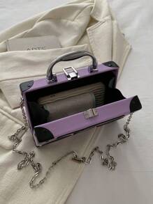 1 件新款收音机形状手提包，采用紫色音乐元素盒设计，有趣的礼盒风格扬声器形状钱包，适合女性 - 紫色 - 查看 11