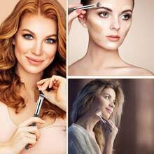 3支装时尚珍珠柄柔软密实刷毛遮瑕刷，遮瑕刷和鼻部轮廓刷，适用于遮瑕膏混合、定妆和粉底液/膏状产品抛光，男女通用，粉底刷、遮瑕刷、腮红刷、轮廓刷、修容刷、散粉刷、粉底刷、腮红刷 - 黑色 - 查看 5